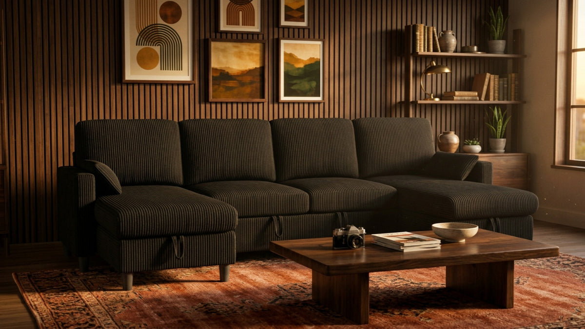 PANDORA 6 Seats J Shape Sectional Sofa Bed