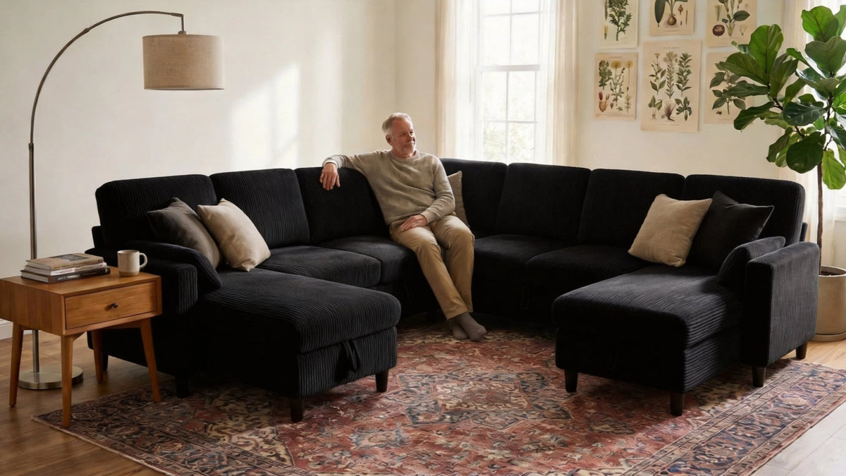 PANDORA 6 Seats J Shape Sectional Sofa Bed