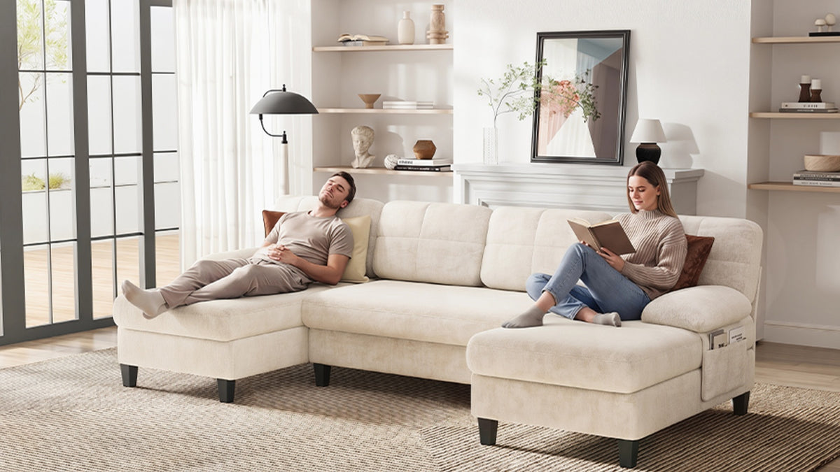 UNA 4 Seats U Shape Sectional Sofa