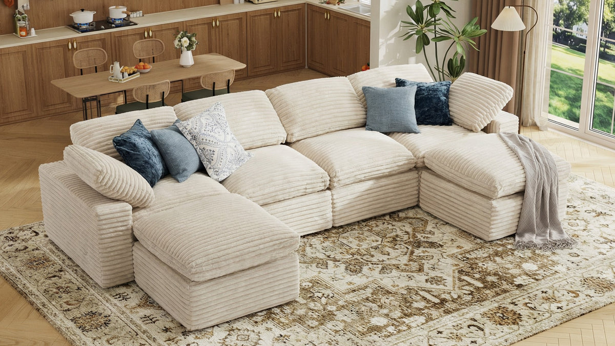 CLOUD 6 Seats U Shape Modular Compressed Sofa