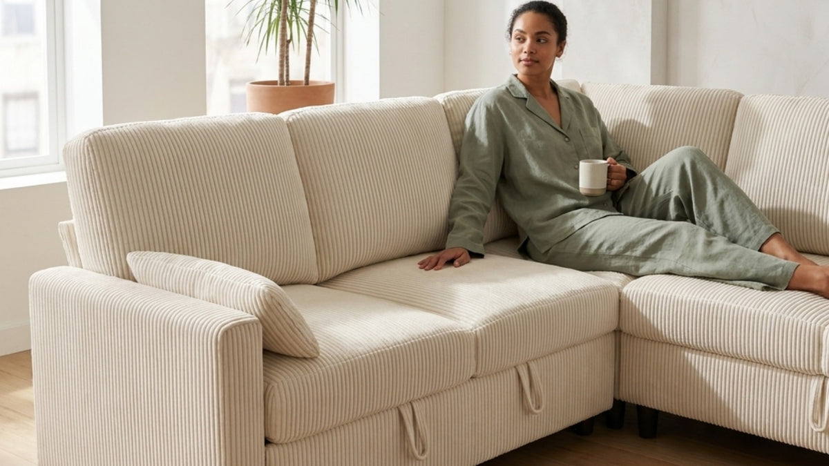 PANDORA 6 Seats J Shape Sectional Sofa Bed