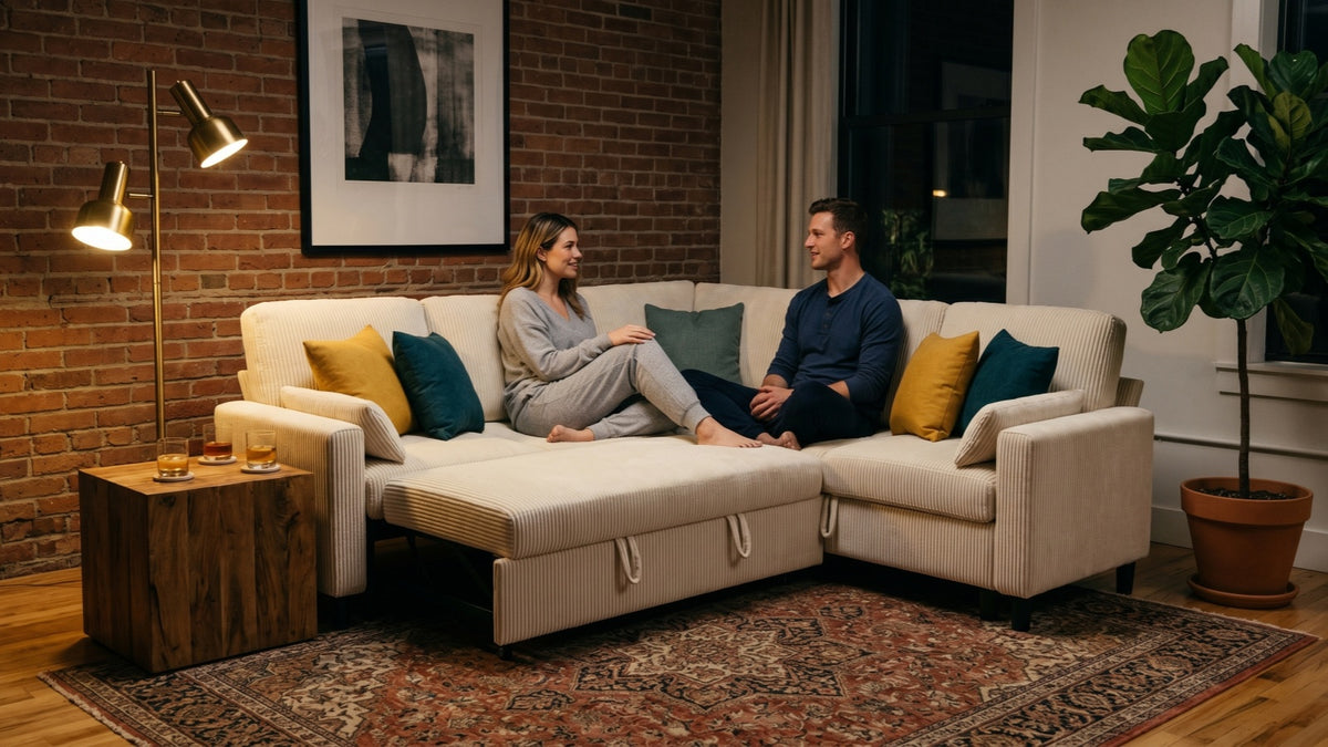 PANDORA 6 Seats J Shape Sectional Sofa Bed
