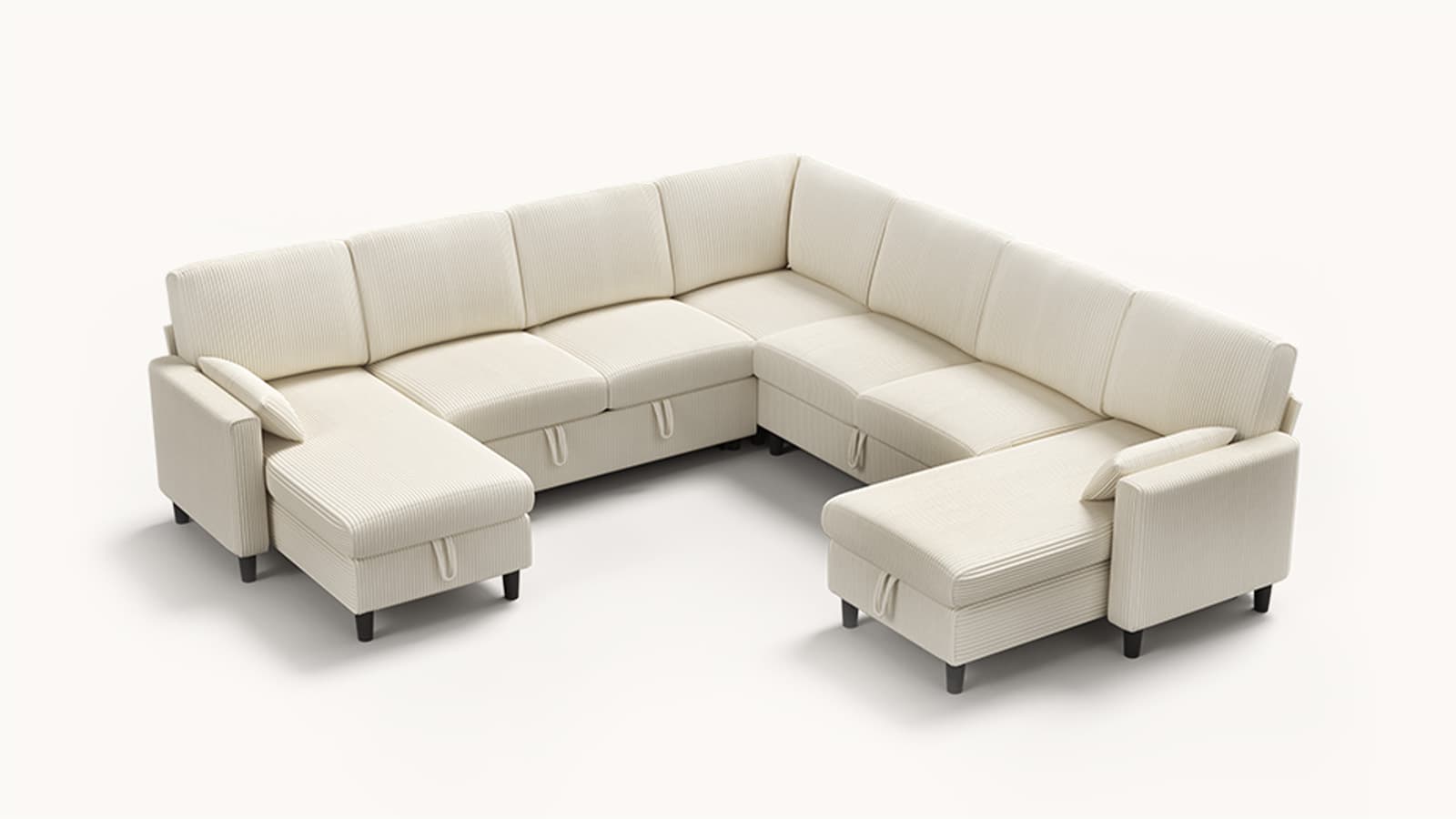 PANDORA 7 Seats J Shape Sectional Sofa Bed