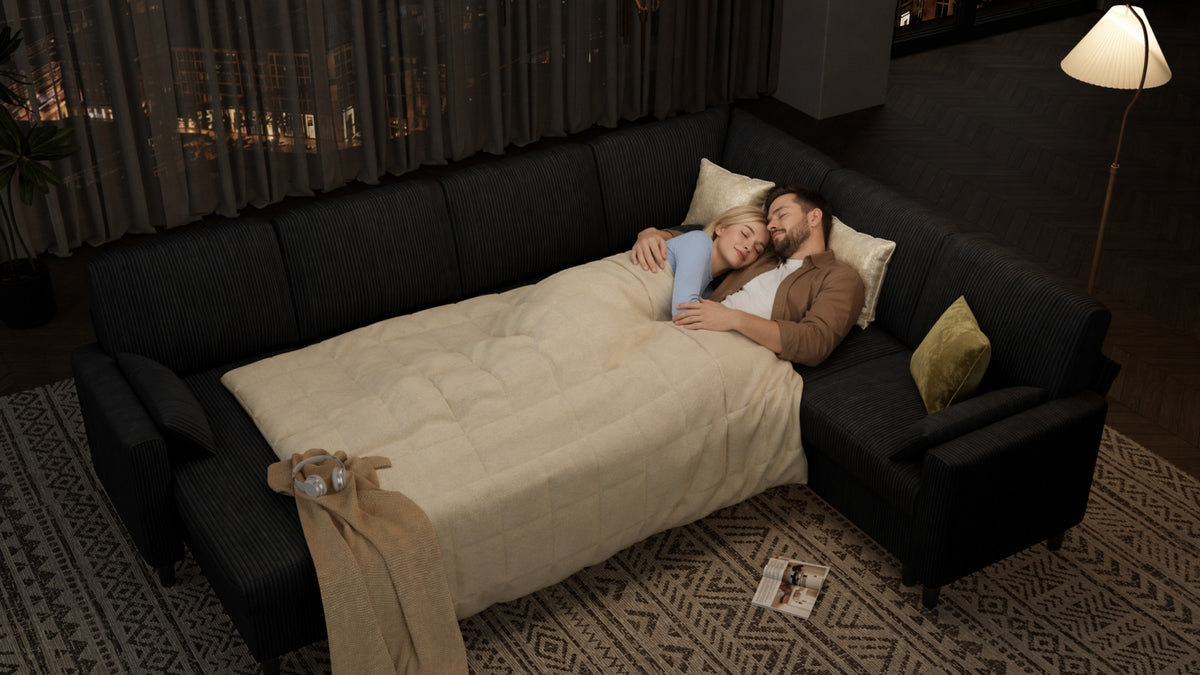 PANDORA 6 Seats J Shape Sectional Sofa Bed