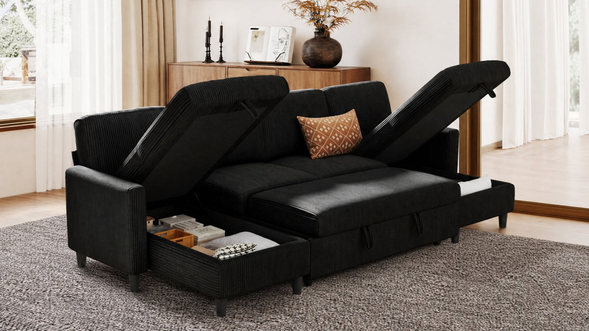 PANDORA 6 Seats J Shape Sectional Sofa Bed