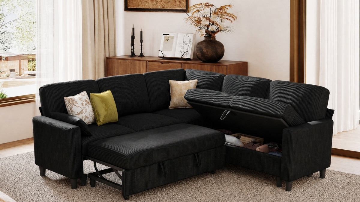 PANDORA 6 Seats J Shape Sectional Sofa Bed
