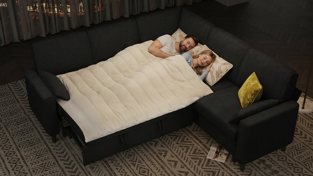 PANDORA 6 Seats J Shape Sectional Sofa Bed
