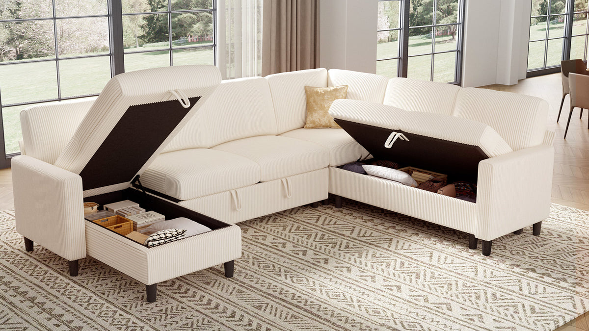 PANDORA 6 Seats J Shape Sectional Sofa Bed