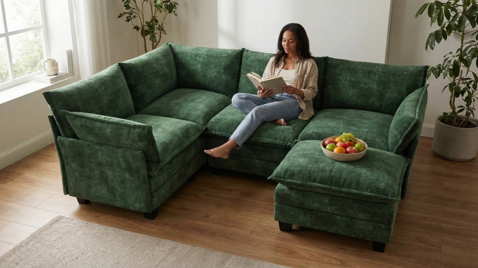 LITTLE PANDA 5 Seats J Shape Modular Sofa