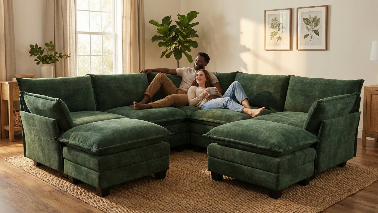 LITTLE PANDA 7 Seats V Shape Modular Sofa