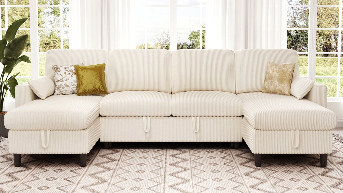 PANDORA 6 Seats J Shape Sectional Sofa Bed