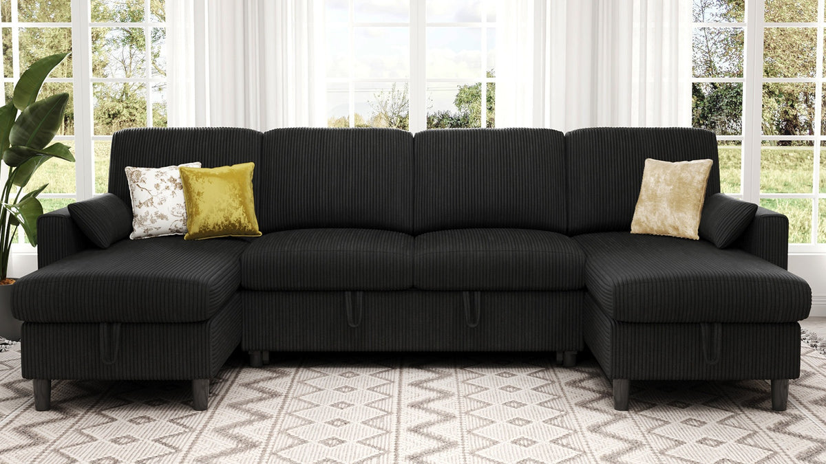 PANDORA 6 Seats J Shape Sectional Sofa Bed