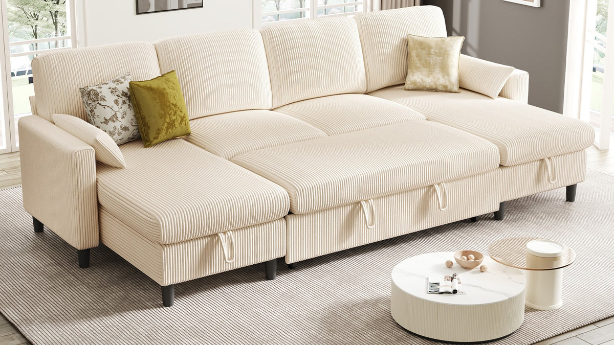 PANDORA 6 Seats J Shape Sectional Sofa Bed