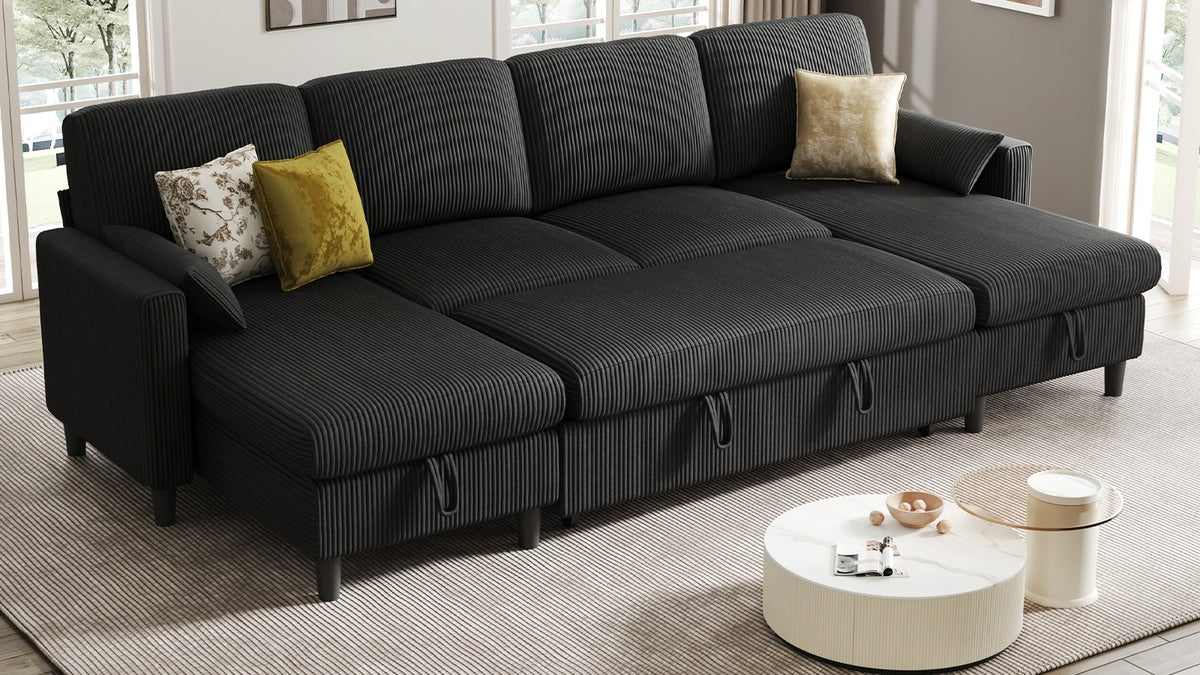PANDORA 6 Seats J Shape Sectional Sofa Bed