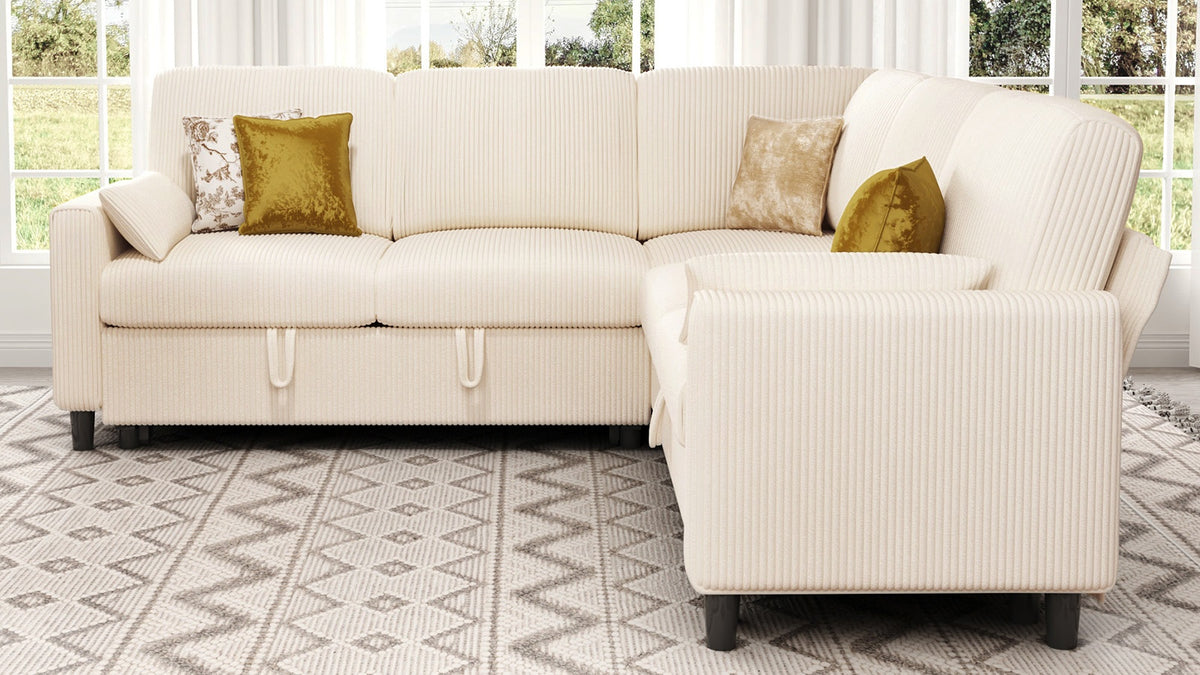 PANDORA 6 Seats J Shape Sectional Sofa Bed