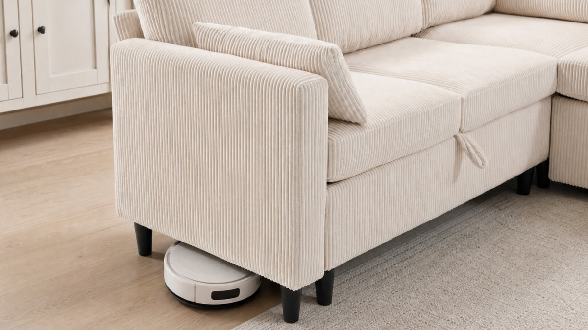 PANDORA 6 Seats J Shape Sectional Sofa Bed