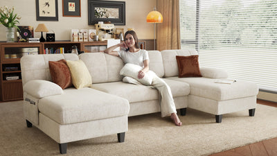 UNA 4 Seats U Shape Sectional Sofa
