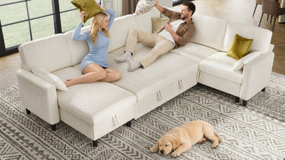 PANDORA 6 Seats J Shape Sectional Sofa Bed