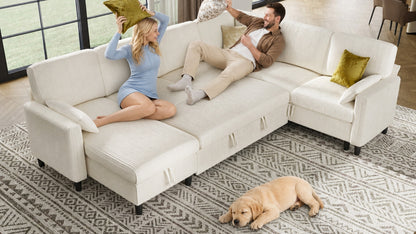 PANDORA 6 Seats J Shape Sectional Sofa Bed
