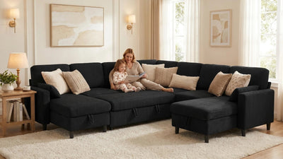PANDORA 6 Seats J Shape Sectional Sofa Bed