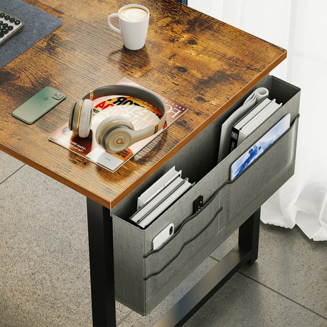 Small Computer Writing Desk 32 inch, Sturdy Home Office Table, Work Desk with a Storage Bag and Headphone Hook, Vintage