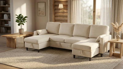 PANDORA 6 Seats J Shape Sectional Sofa Bed