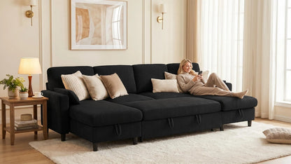 PANDORA 6 Seats J Shape Sectional Sofa Bed