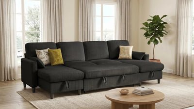 PANDORA 6 Seats J Shape Sectional Sofa Bed