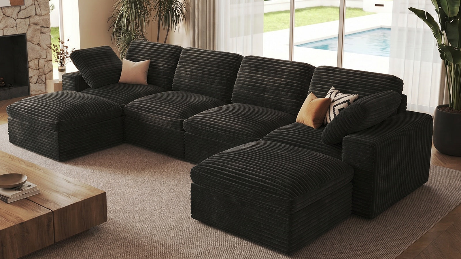 CLOUD 6 Seats U Shape Modular Compressed Sofa