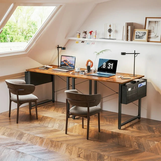 Small Computer Writing Desk 32 inch, Sturdy Home Office Table, Work Desk with a Storage Bag and Headphone Hook, Vintage