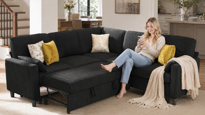PANDORA 6 Seats J Shape Sectional Sofa Bed
