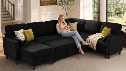 PANDORA 4 Seats U Shape Sectional Sofa Bed