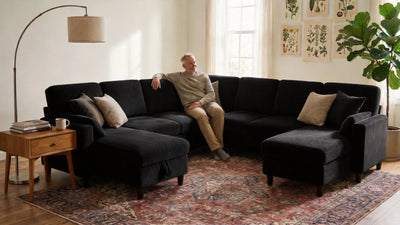 PANDORA 6 Seats J Shape Sectional Sofa Bed