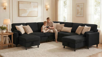 PANDORA 6 Seats J Shape Sectional Sofa Bed