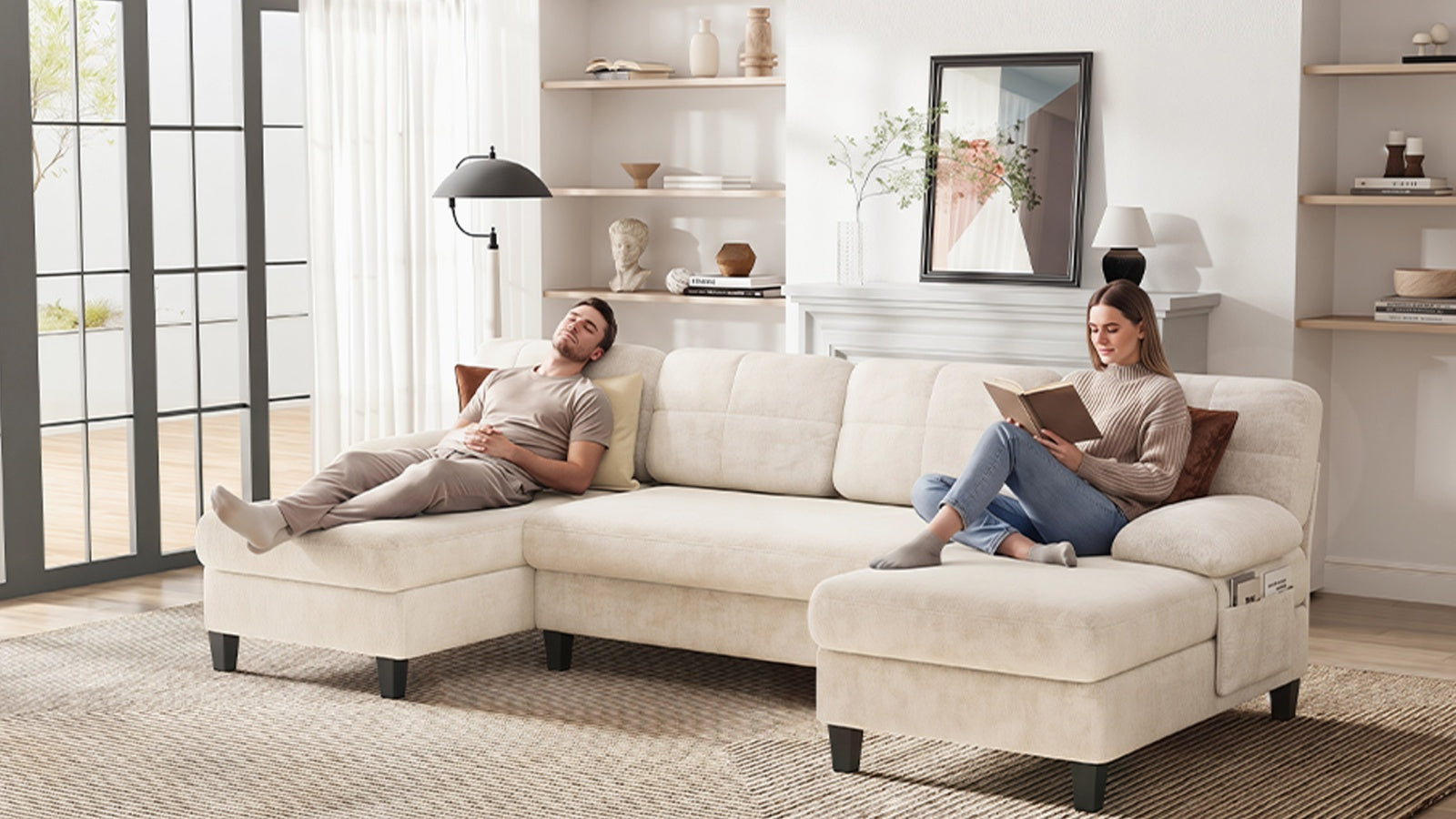 UNA 4 Seats U Shape Sectional Sofa