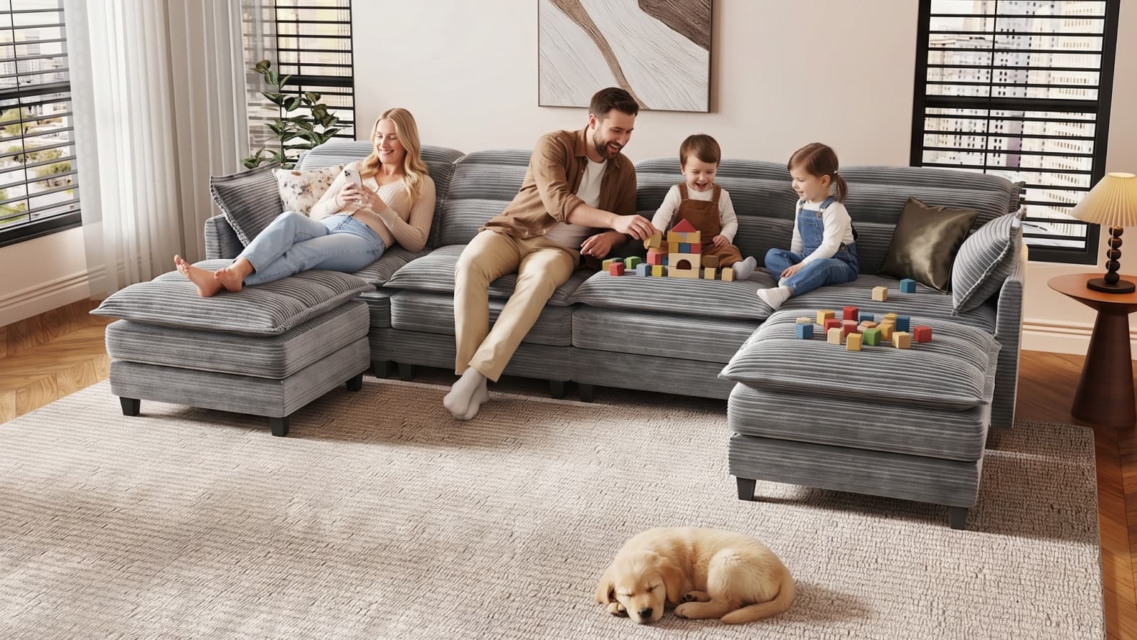 ALEX 7 Seats V Shape Modular Sofa