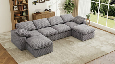 CLOUD 6 Seats U Shape Modular Compressed Sofa