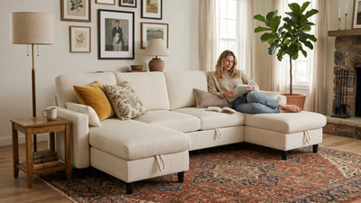 PANDORA 6 Seats J Shape Sectional Sofa Bed