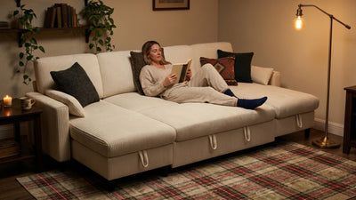 PANDORA 6 Seats J Shape Sectional Sofa Bed