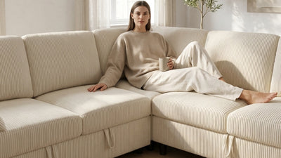 PANDORA 6 Seats J Shape Sectional Sofa Bed