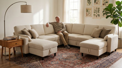 PANDORA 6 Seats J Shape Sectional Sofa Bed