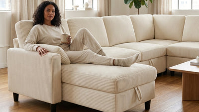 PANDORA 6 Seats J Shape Sectional Sofa Bed