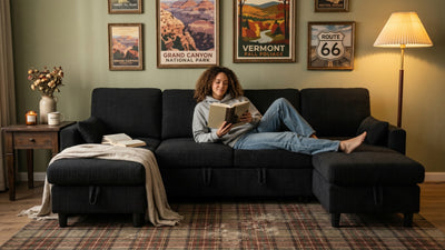 PANDORA 6 Seats J Shape Sectional Sofa Bed