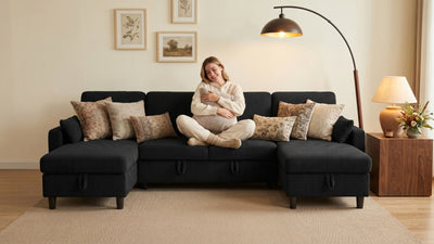 PANDORA 6 Seats J Shape Sectional Sofa Bed