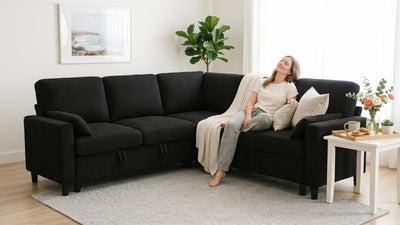 PANDORA 6 Seats J Shape Sectional Sofa Bed