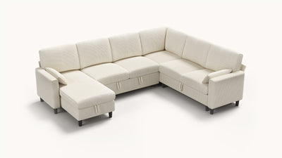 PANDORA 6 Seats J Shape Sectional Sofa Bed