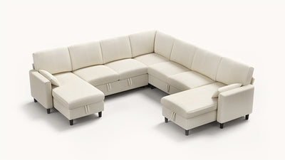PANDORA 6 Seats J Shape Sectional Sofa Bed