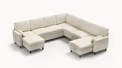 PANDORA 6 Seats J Shape Sectional Sofa Bed