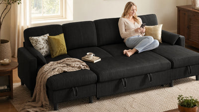 PANDORA 6 Seats J Shape Sectional Sofa Bed
