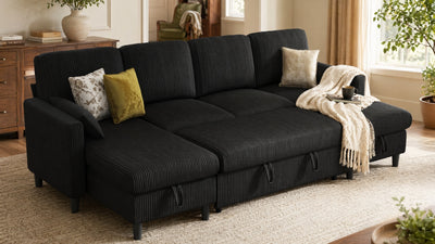 PANDORA 6 Seats J Shape Sectional Sofa Bed
